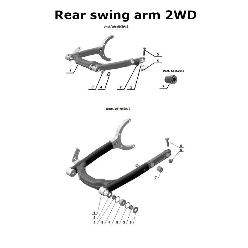 Rear swing arm 2WD for Ural Motorcycles sidecars with an EFI injection engine.