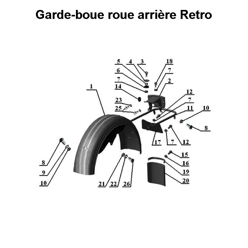 Garde-boue de la roue arrière Retro pour les side-cars Ural Motorcycles équipés d'un moteur à carburateur