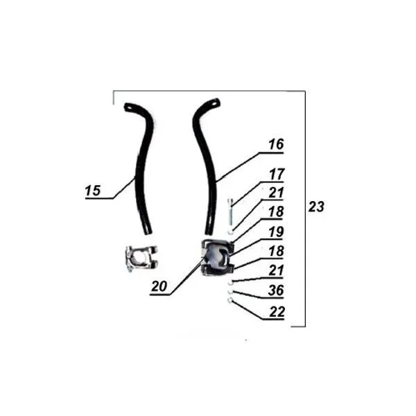 N°23 Montage pour carénage métallique complet peint pour pare-brise conducteur (pièce carbu)