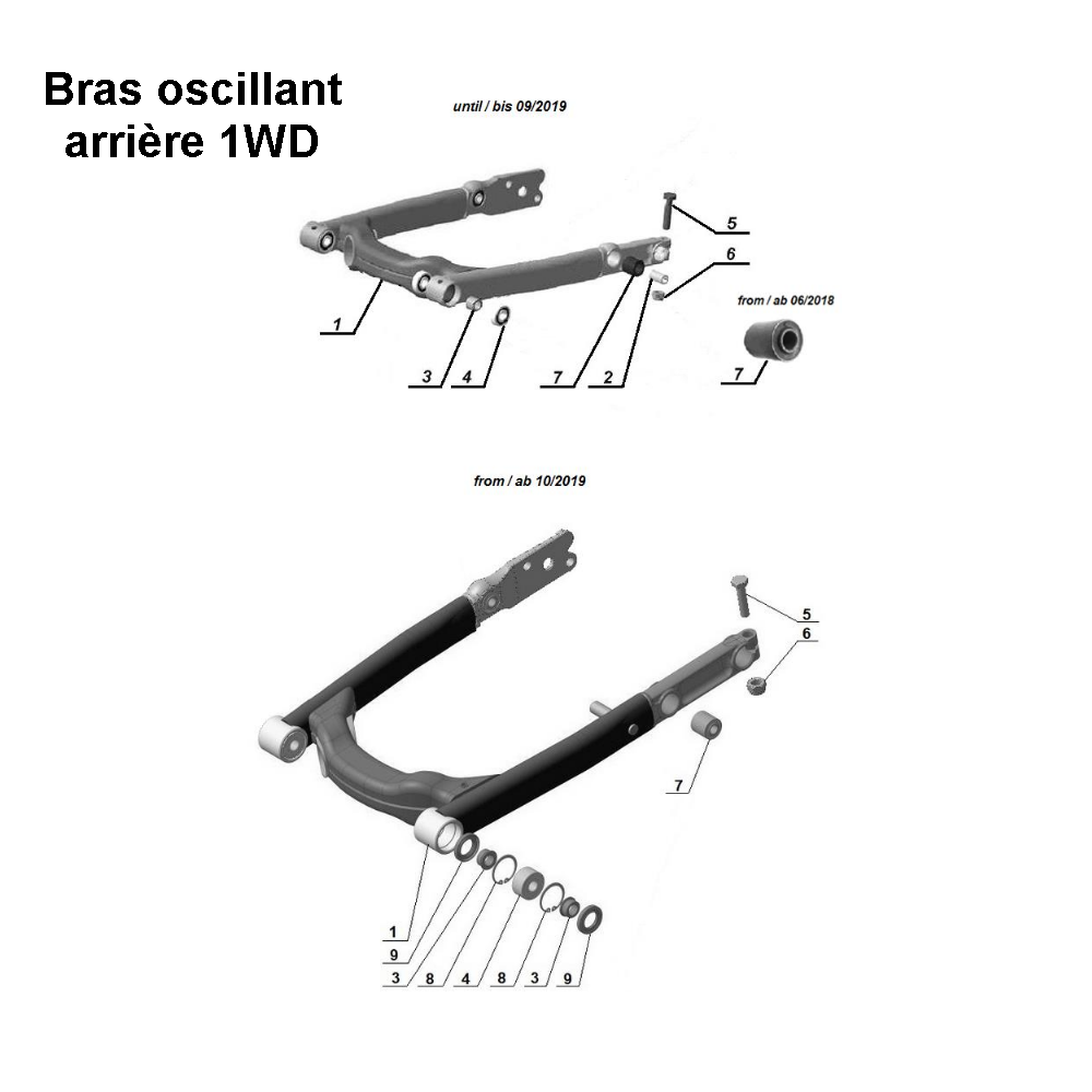 Bras oscillant arrière 1WD pour les side-cars Ural Motorcycles équipés d'un moteur à injection EFI.