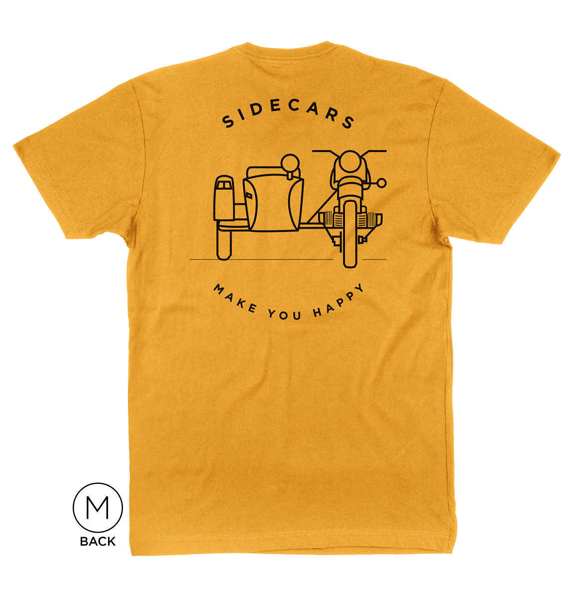 T-SHIRT "Happy sidecars" orange, vetement/life style par Ural via Moto Side Aventure (concessionnaire side car Ural)