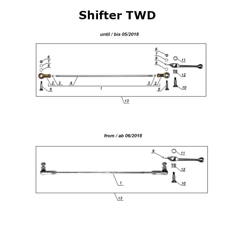 Diagram of the shifter TWD, original Ural Motorcycles spare part for sidecar from Moto Side Aventure (Ural sidecar dealer)