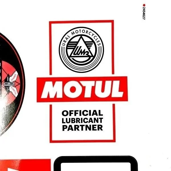 Hojas de pegatinas, Ural x MOTUL, 5 unidades; este conjunto te permite personalizar tu sidecar; accesorio para sidecar Ural a través de Moto Side Aventure (distribuidor de sidecares Ural)