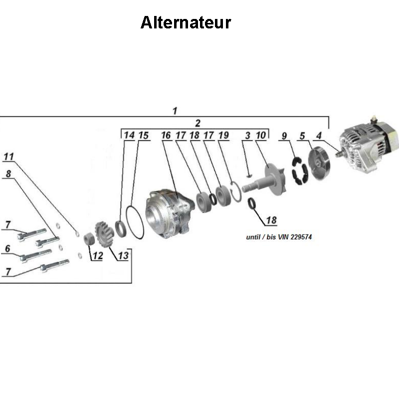 Alternateur pour les side-cars Ural avec un moteur à injection EFI.