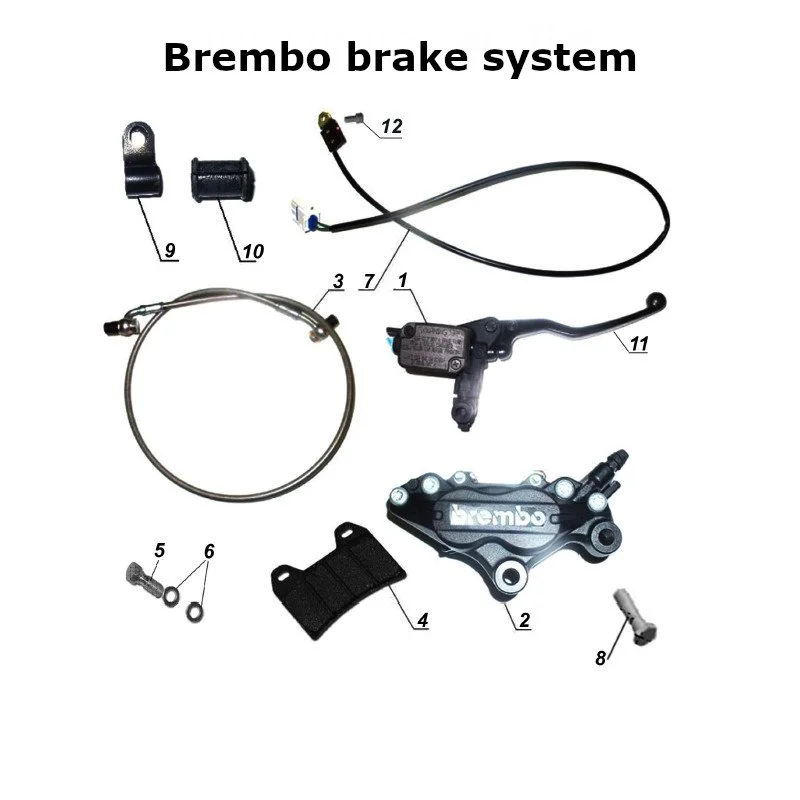 Diagram of the Brembo brake system, original Ural carburetor sidecar models, via Moto Side Aventure, Ural sidecar dealer