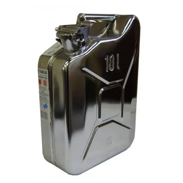 Jerrycan inox Ural pour side car disponibles en 3 coloris (vert, noir et inox), accessoire pour side-car Ural via Moto Side Aventure (concessionnaire sidecar Ural)