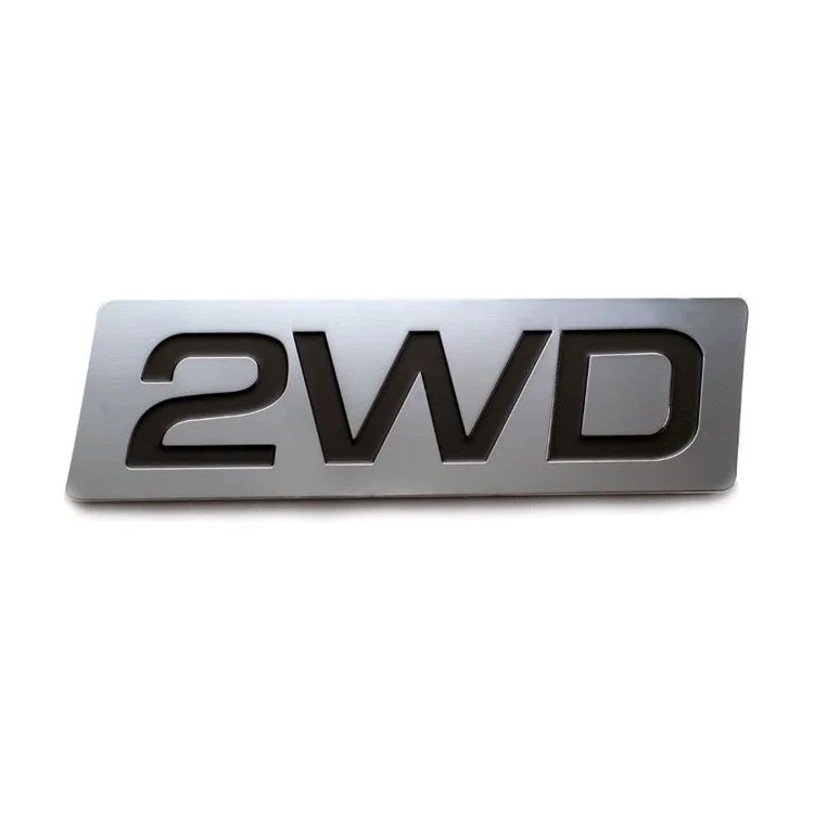 2WD metal emblem with adhesive backing