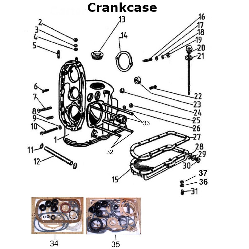 Diagram of the crankcase, original Ural carburetor sidecar models, via Moto Side Aventure, Ural sidecar dealer