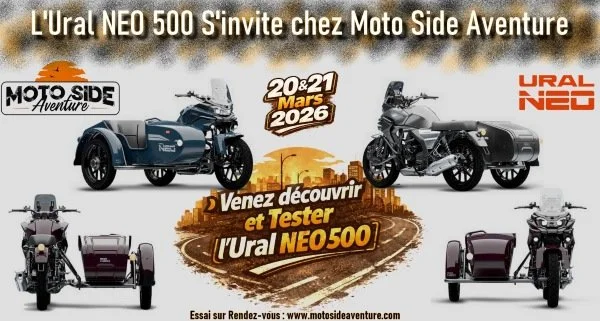 Inscription essai du side-car Ural Neo 500