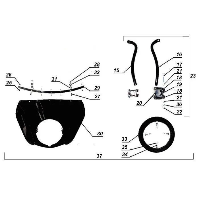 N°37 Metal fairing without glass, burnt Orange for the driver windshield (carburetor part)