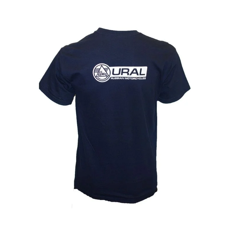 T-shirt moteur bleu, vetement/life style par Ural via Moto Side Aventure (concessionnaire side car Ural)