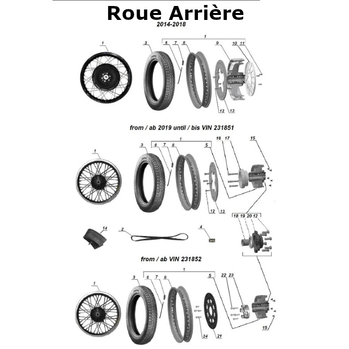 Roue avant et arrière 18' et 19' noir et argent pour roue arrière, pièce détachée d'origine Ural Motorcycle pour sidecar via Moto Side Aventure (concessionnaire side-car Ural)