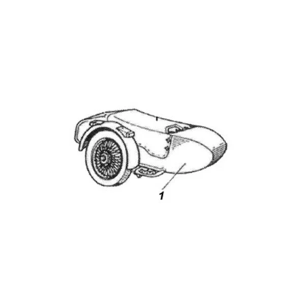 N°1 Side-car complet avec volant, Retro, noir pour side-car avec garde-boue (pièce carbu)