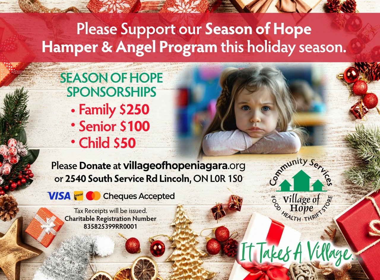 Village of Hope Niagara's Season of Hope campaign needs your sponsorship of those in need