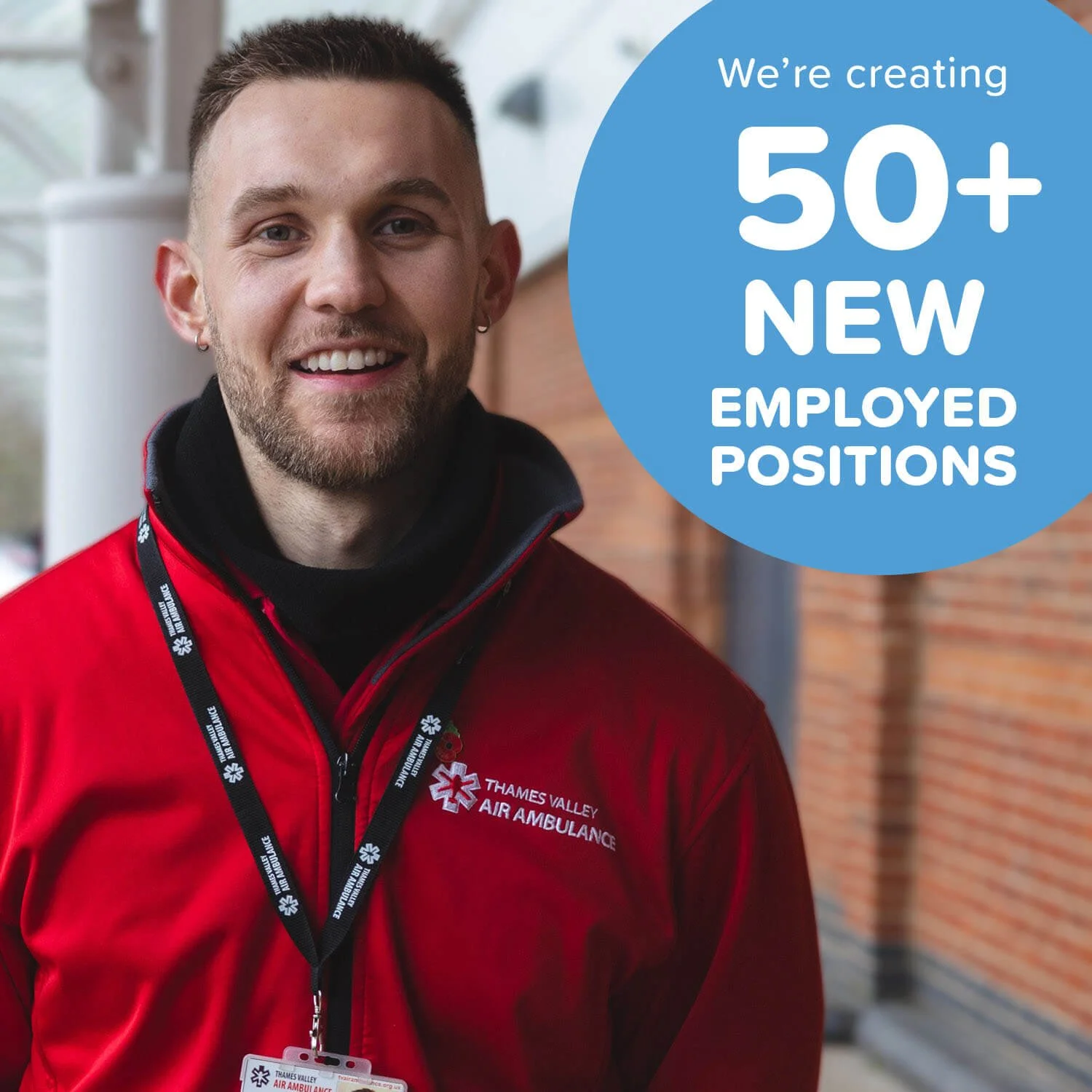 Fundraiser with 50+ new emploed posotions written in a circle