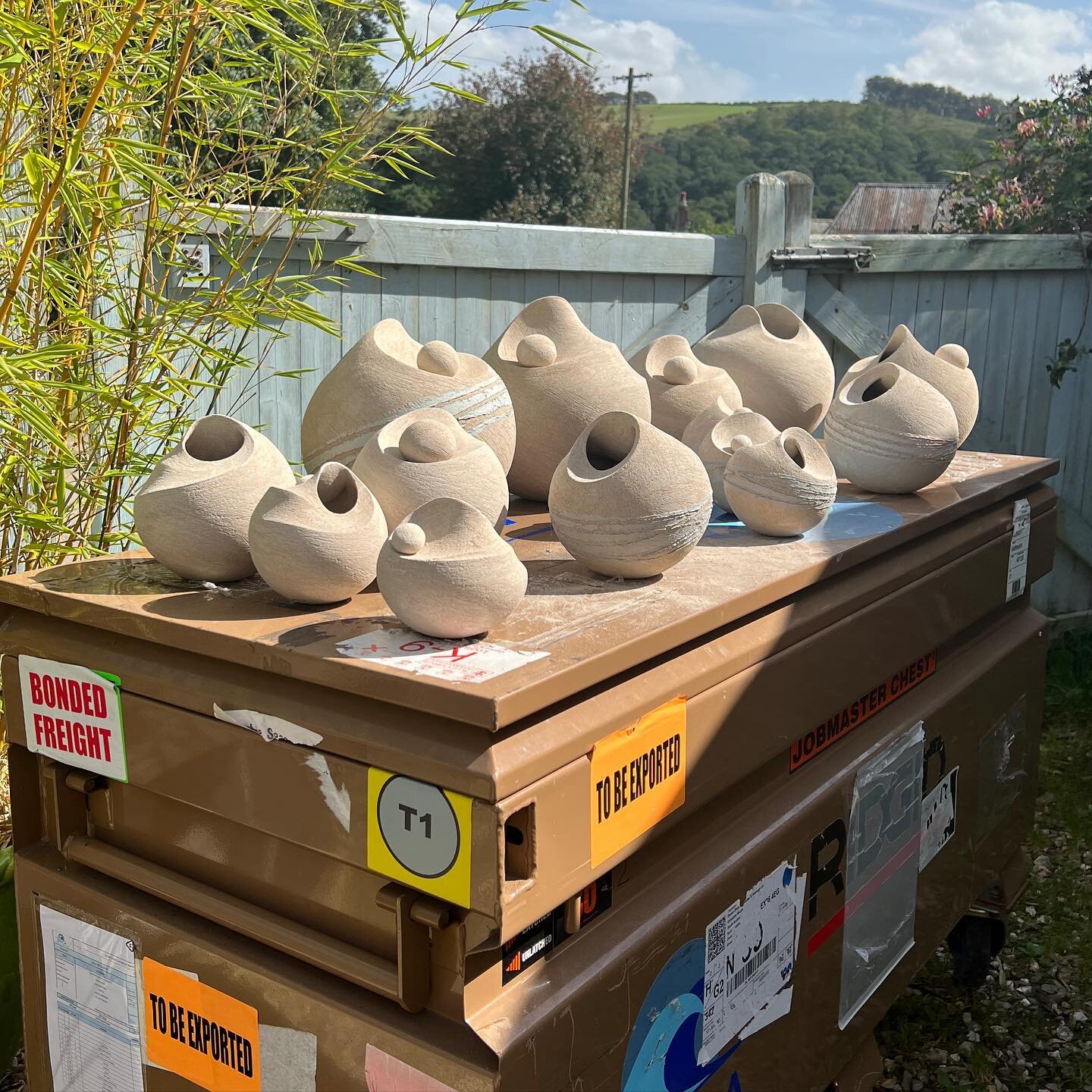 I have spent the morning doing a last refinement on these small sculptures before drying them. They have been in the making for some time. When my mother became very ill I packed up, together with some clay and tools and spent weeks living out of a s