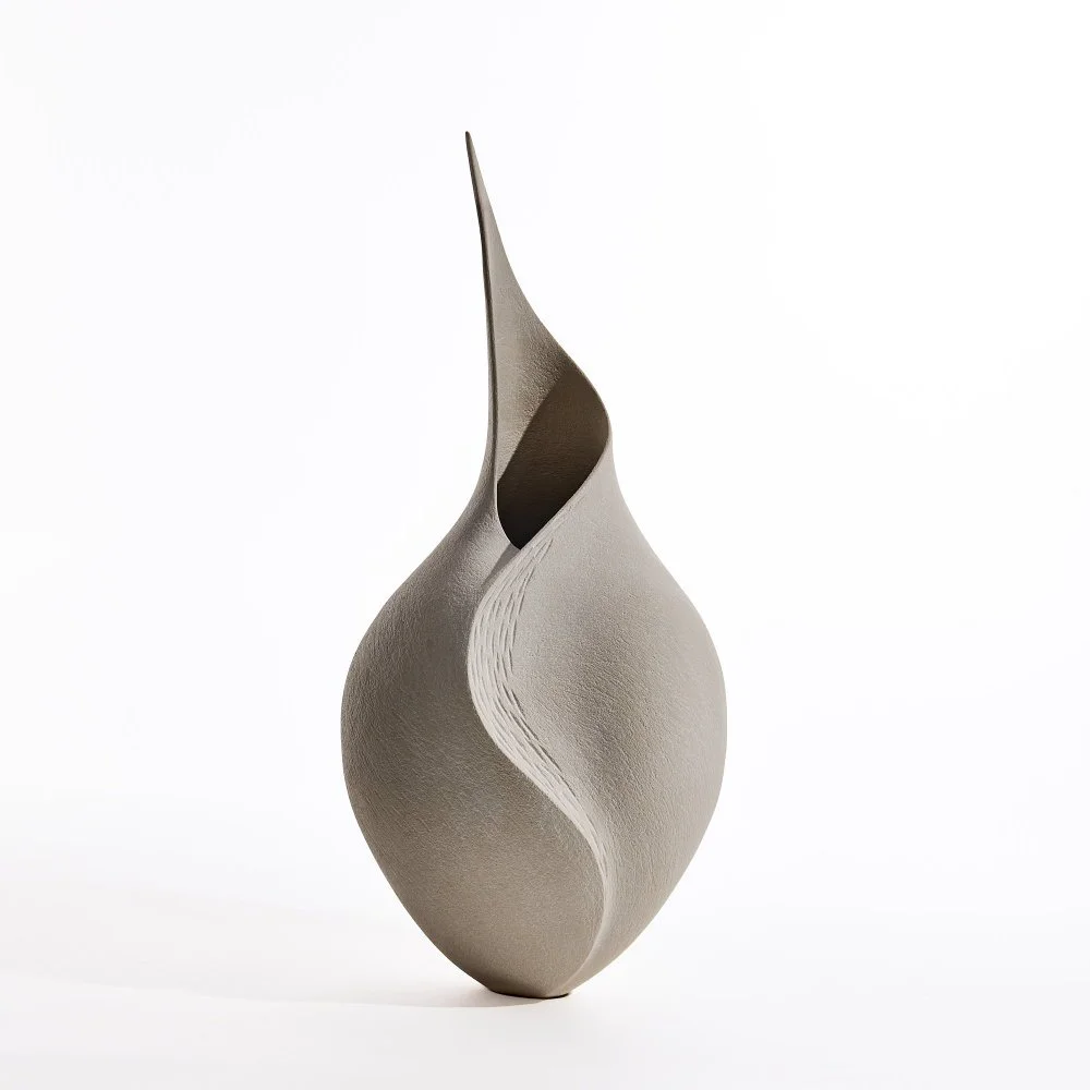White Pointed Wave Sculpture