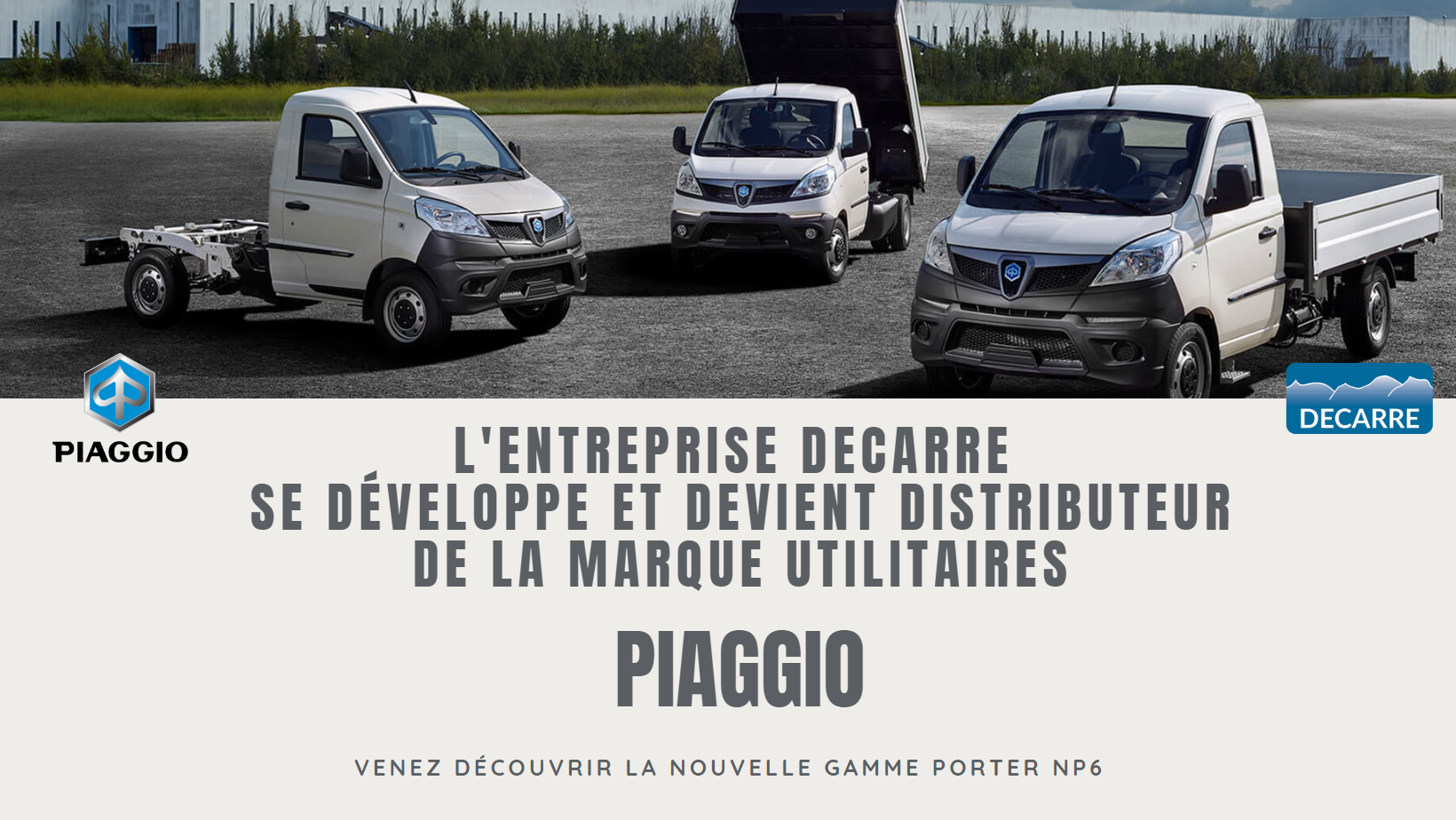 affiche Decarre IVECO devient distributeur de la marque utilitaire PIAGGIO