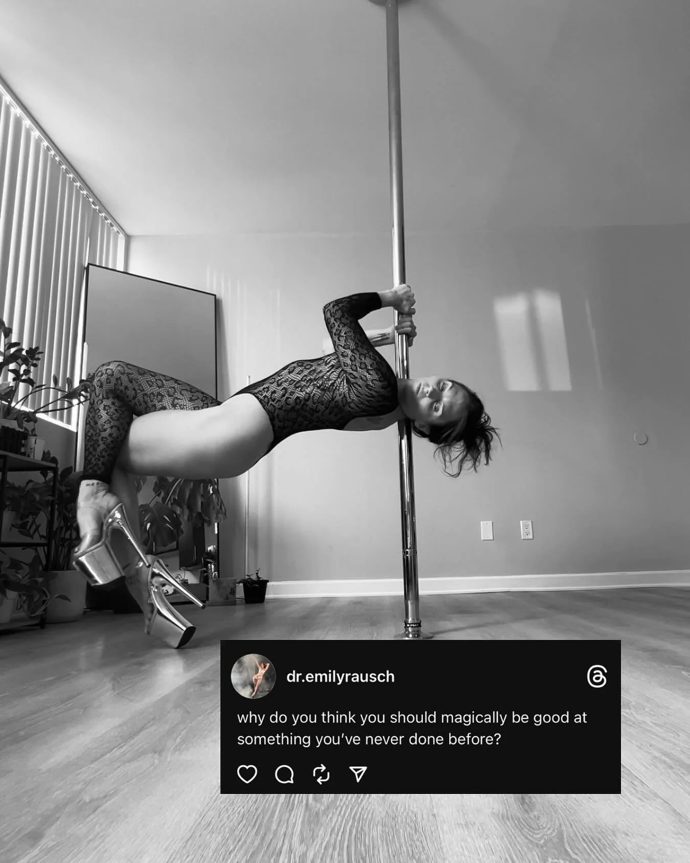 With peace &amp; love, you&rsquo;re being delusional (and a bit entitled) if you think that pole should come easy to you. 

Sit with this for a minute.

I see you crashing out about not getting a new trick on the first try. 

I see you getting frustr