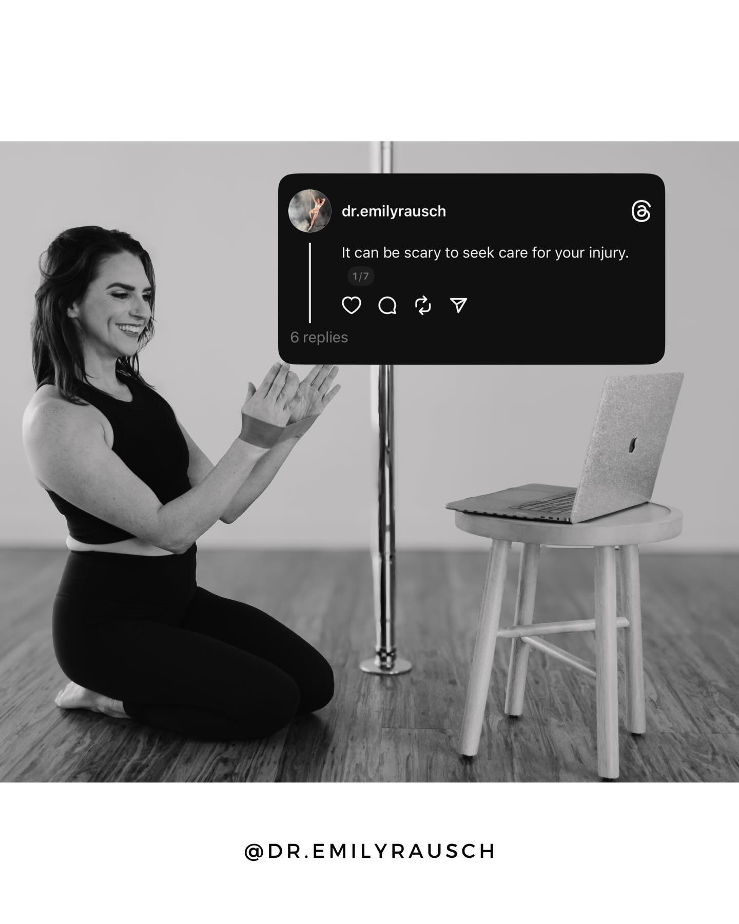 Having anxiety about your injury and what treating it will look like is  very common. 

But I don&rsquo;t want fear to be the reason why you&rsquo;re not addressing your pole injury. 

Swipe through to read about how I approach assessing pole dancers