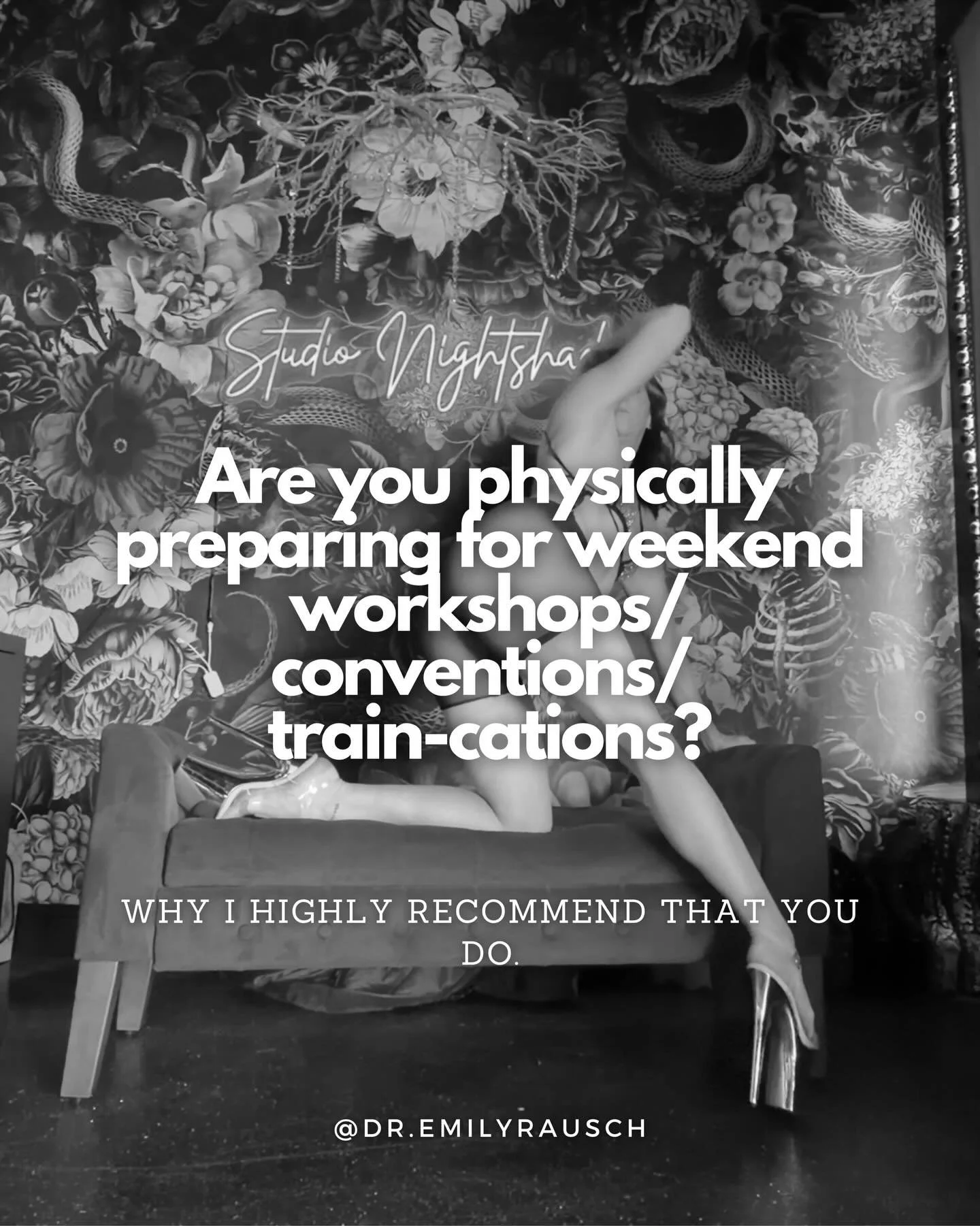 A lot of pole dancers are injured at weekend intensives/camps/train-cations. 

These events are often more training than usual aka a spike in training load. 

Here&rsquo;s how I recommend you watch physically prepare your body for them so you can enj