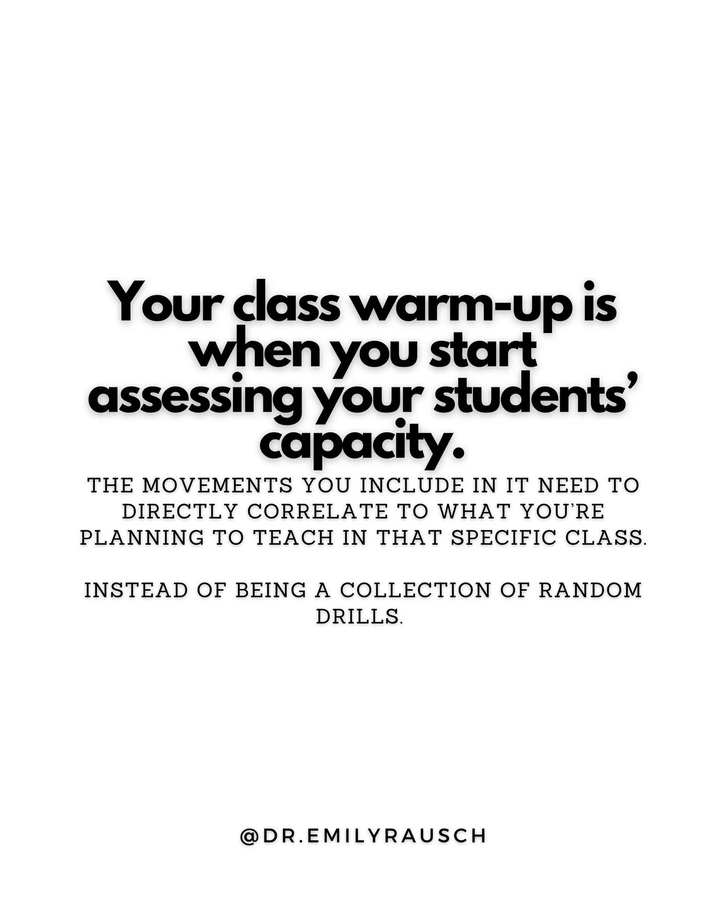 The main purpose of a warm-up is to prepare the body and nervous system for training. 

But you can also use it as a way to assess your students&rsquo; capacity for what you&rsquo;re about to teach. 

This is done by understanding what demands are go
