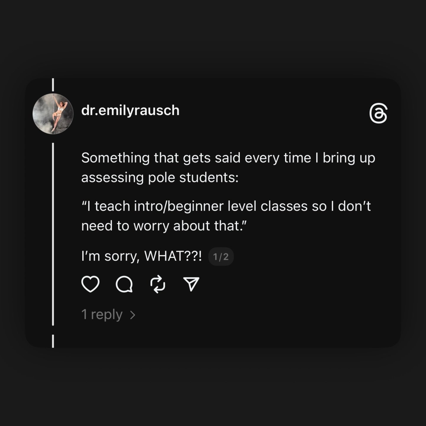 Literally every single thing is brand new to beginner pole dancers. 

Which is why I wish the misconception that teaching beginners is easier than teaching more advanced levels would stop being perpetuated. 

It takes a lot of intention and attention