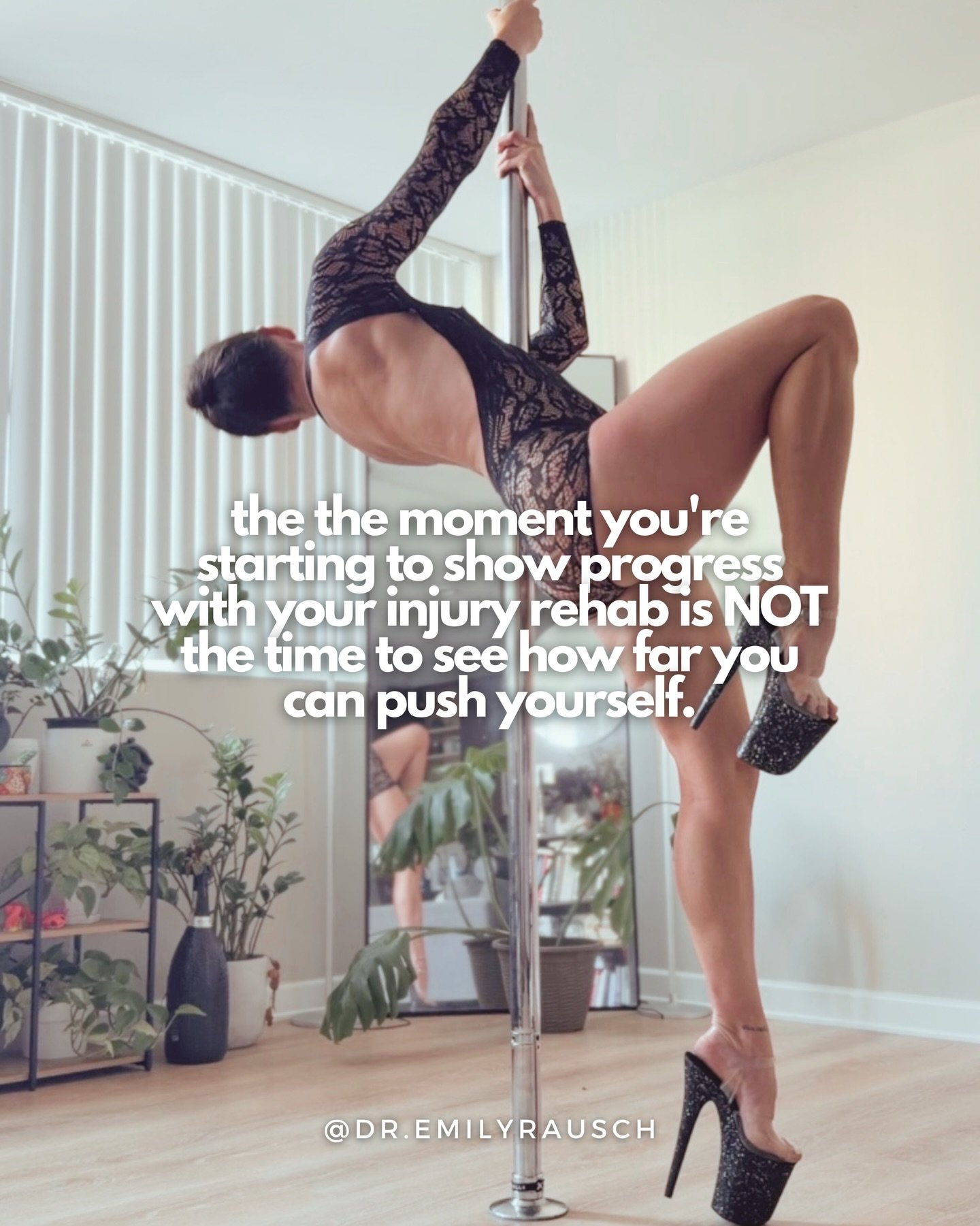 Wanting to test your limits is normal, especially as a pole dancer. 

We&rsquo;re wired to push ourselves. 

We want to land the trick, deepen the split, level up the flow.

But that same drive can f*ck you during rehab.

I can&rsquo;t tell you how m
