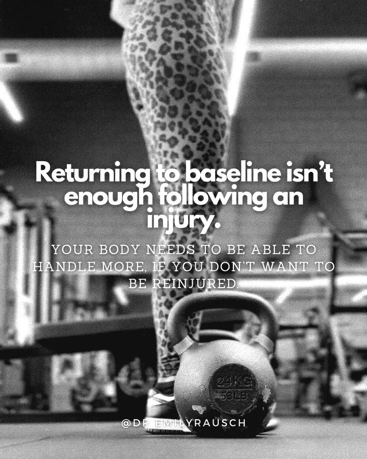 The goal of most standard rehab plans is to get you back to baseline.

But baseline is where you got hurt.

If you don&rsquo;t build BEYOND where you were, you&rsquo;re just rebuilding to the same ceiling.

Your body needs more capacity than it had b