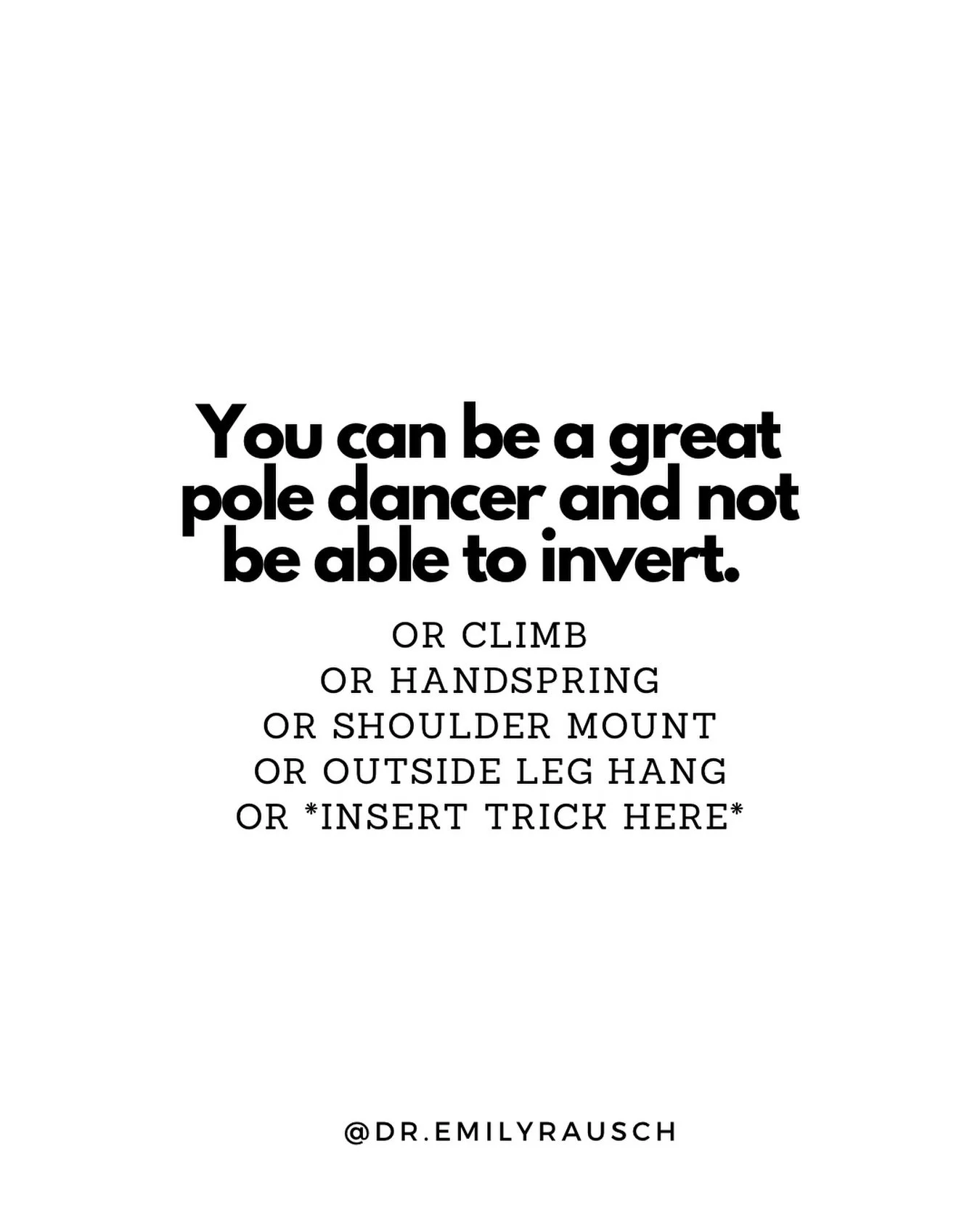 Seeing way too many beautiful movers being down on themselves because they can&rsquo;t do certain tricks. 

I know IG pushes certain styles but I want to remind you that YOUR unique style of dancing is more than enough. 

Embrace and enjoy it 🖤