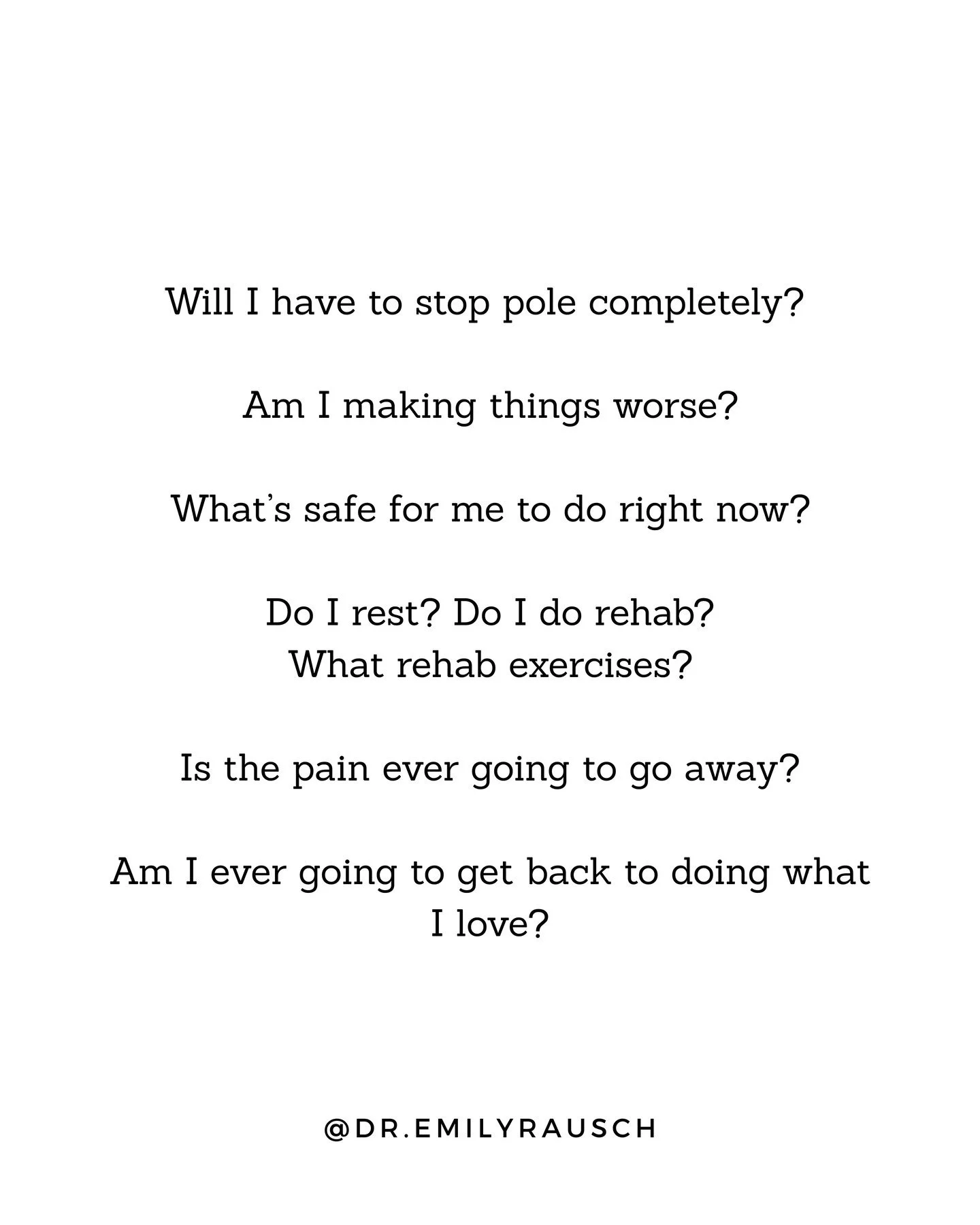 I was scrolling through Reddit &amp; saw this at the end of a post about a shoulder injury:

So please, someone tell me your story. Tell me you got through rehab and got back and kept doing what you love. I just have to know this isn&rsquo;t the end.