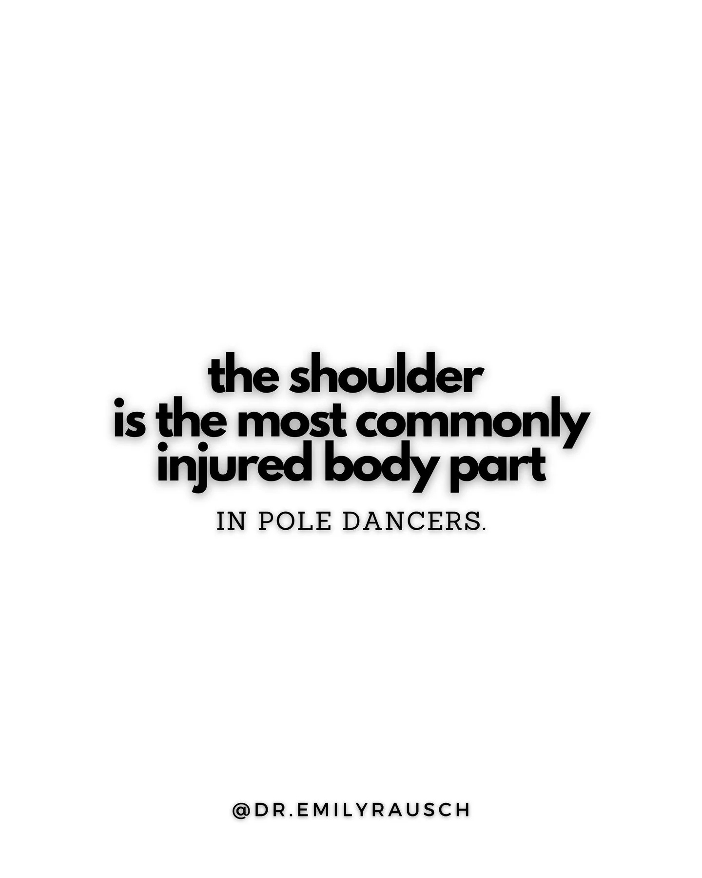 There's a few different reasons for this but a big one I see in the shoulders I assess, is the lack of stability (strength) pole specific positions.

Pole is a unique way of moving &amp; puts our shoulders in their end ranges quite often. 

If you do