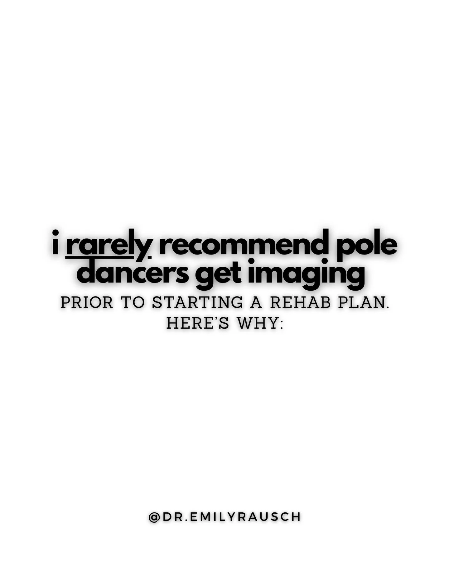 there&rsquo;s a time &amp; a place for imaging &amp; it is RARELY before you start a rehab plan. 

this is often a source of confusion &amp; anxiety for injured pole dancers because we&rsquo;ve been conditioned to believe that imaging is telling us t