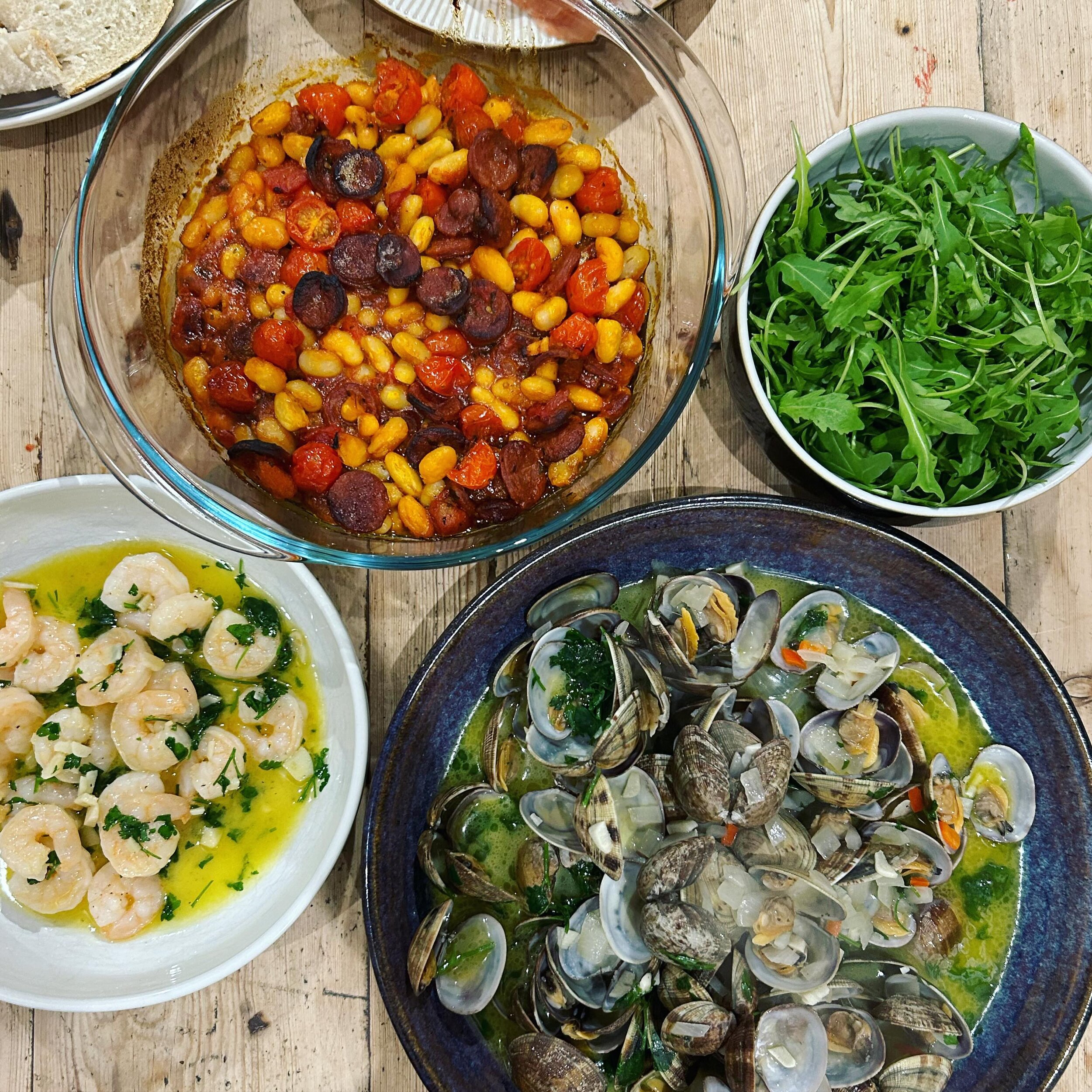 Switching Sunday roast for a tapas inspired meal - just to try and lift the soul and somehow channel some sunshine ☀️ 😬. I&rsquo;ve included here some delicious clams, which are sweet and delicate in flavour, but also really quite powerful from a nu