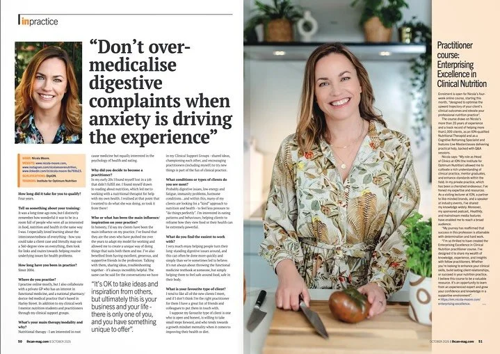 I&rsquo;m thrilled to be featured in the October edition of the @ihcan_magazine In Practice segment. 

In this feature, I share a bit about my journey as a nutritional therapist &mdash; from training @ion_nutrition , to working with clients one-to-on