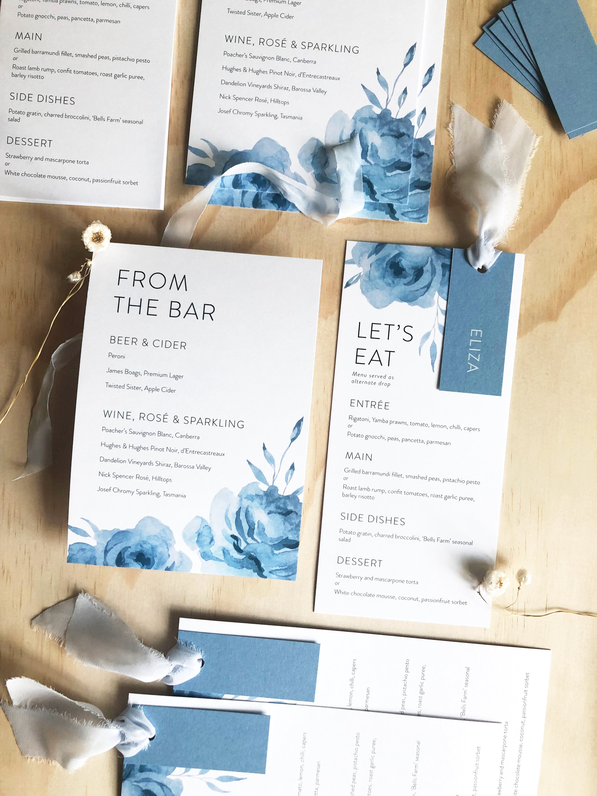Blue rose menus