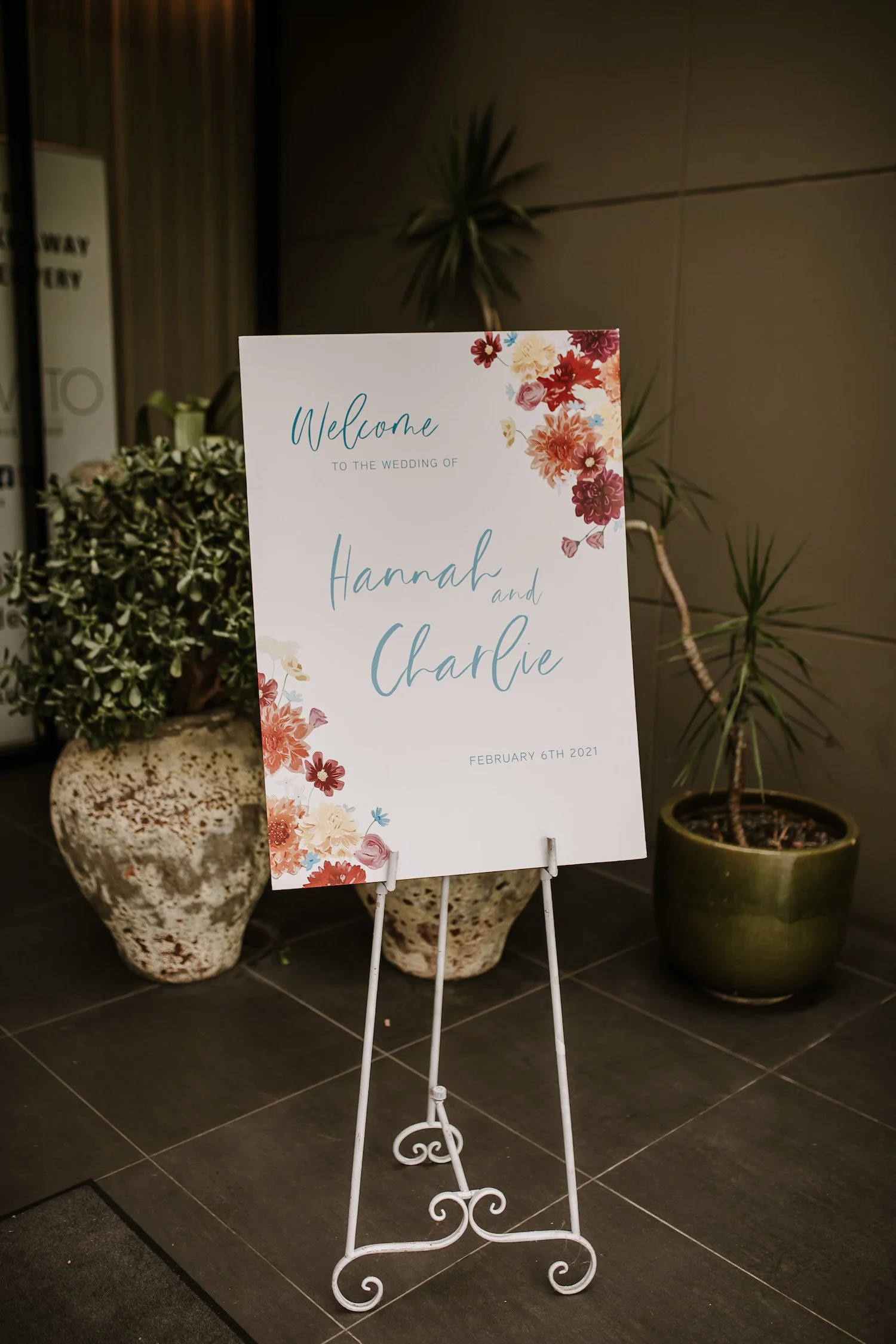 Colourful Welcome Sign with flowers