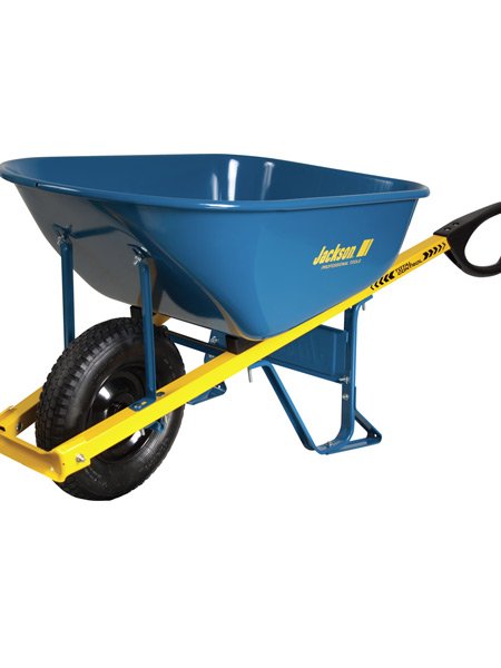 JACKSON CONTRACTOR WHEELBARROW 6 CU. FT. WITH YELLOW HANDLES