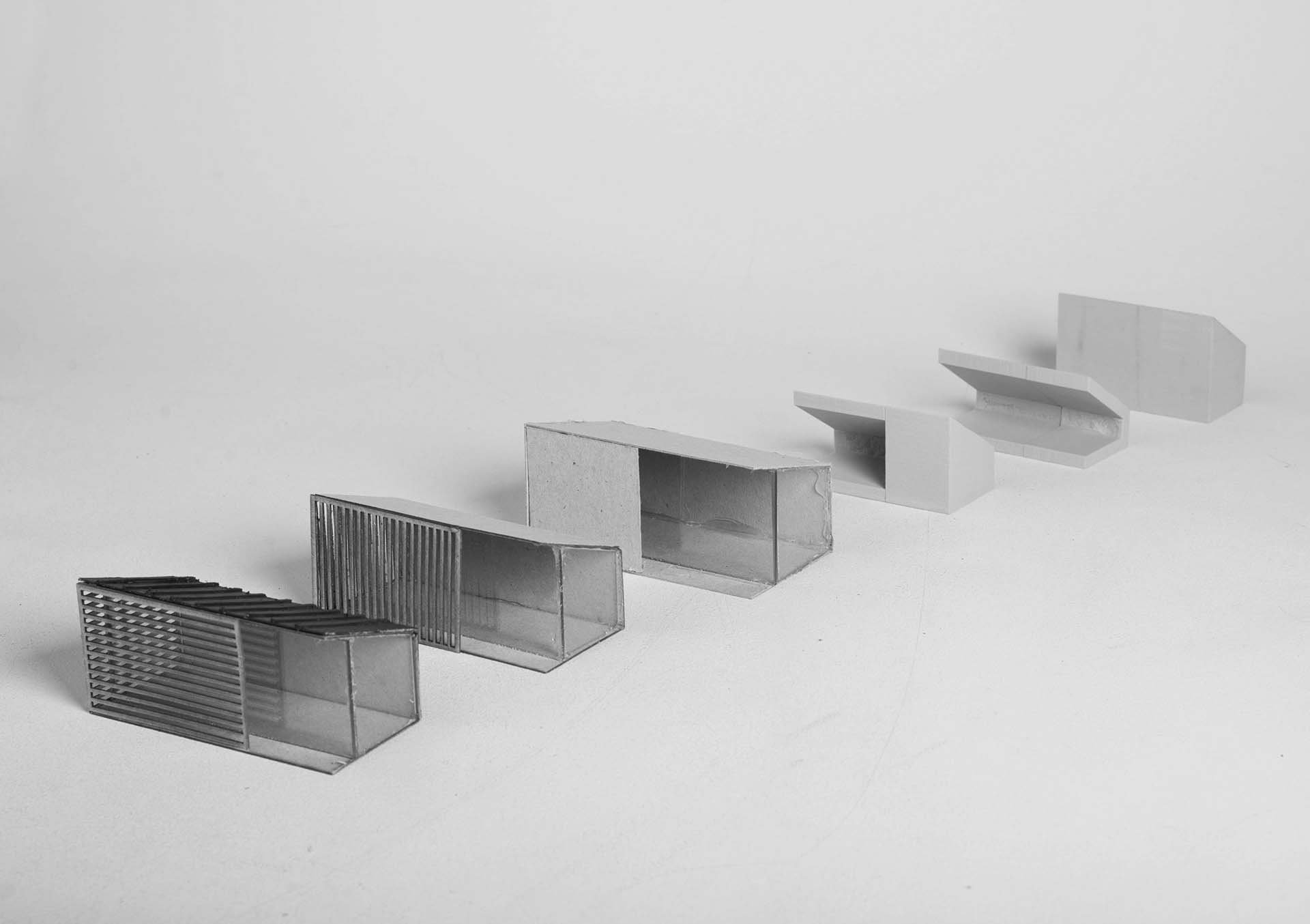 Model iterations - from basic shape to finished design.