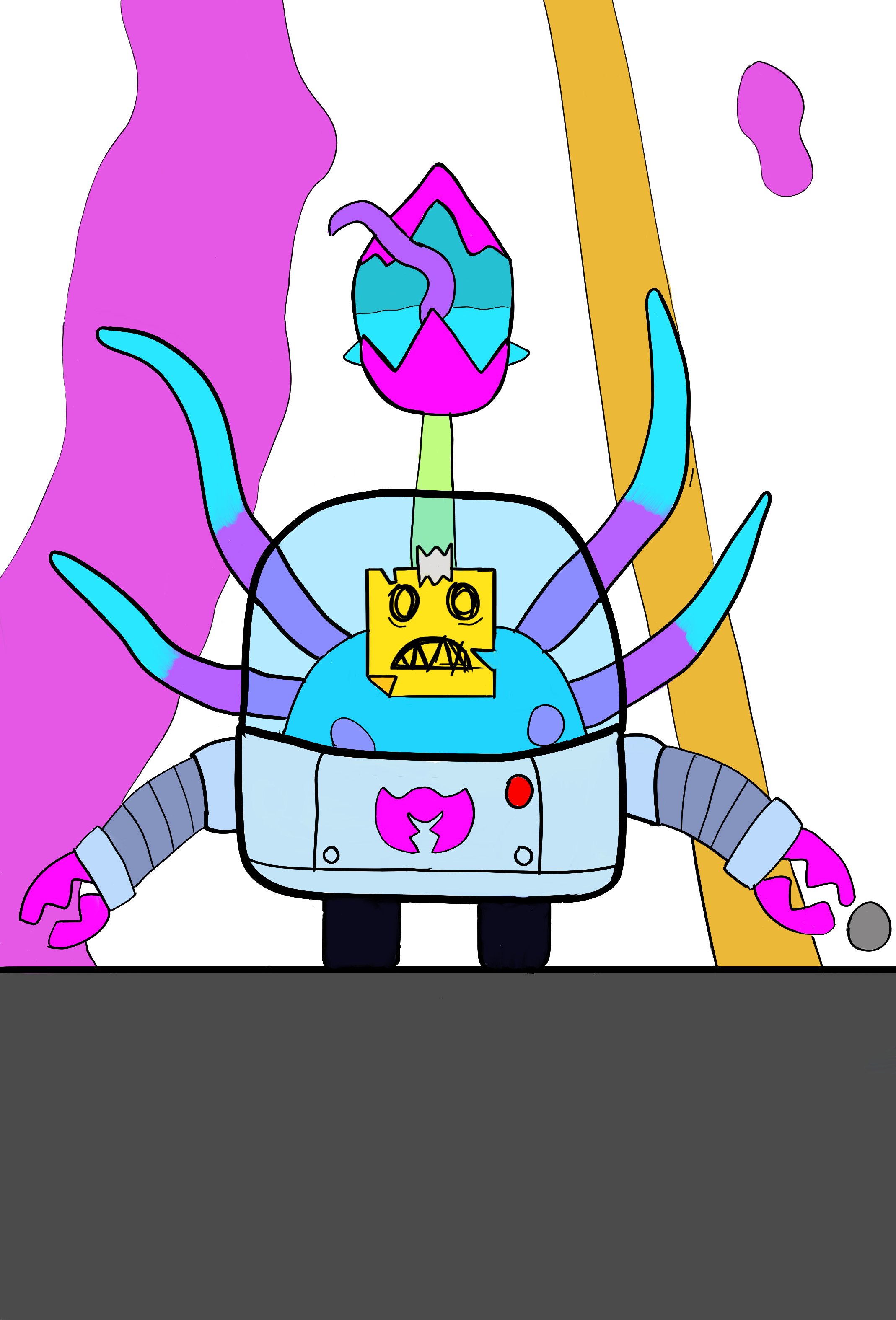 This depicts the aftermath of the previous piece, showing the mutations from the chemicals. This design comes from one of his skins in game.