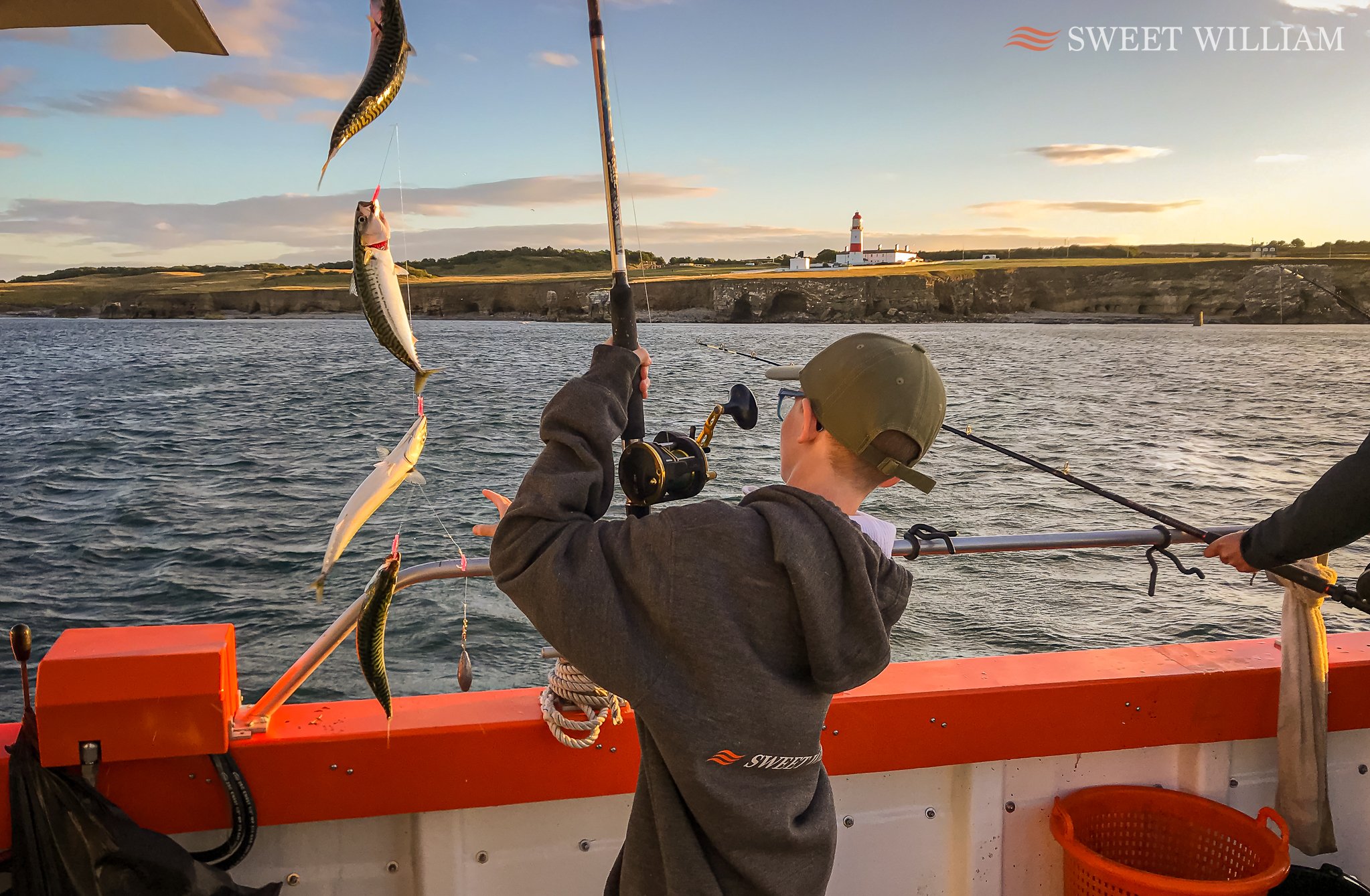 Sweet William Charter Boat out of Royal Quays Marina on the Tyne, find cod and mackerel on an evening trip.
