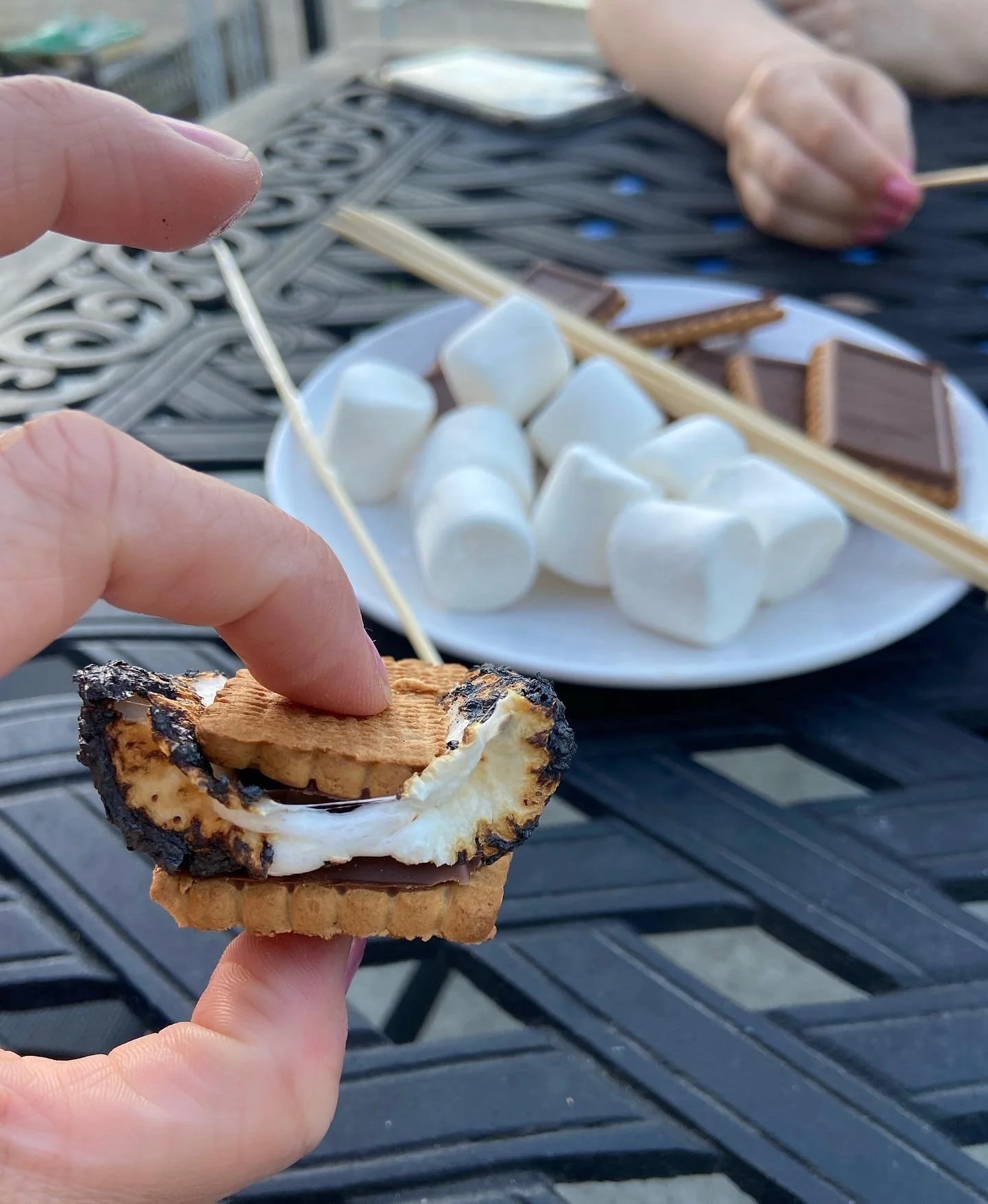 S'mores created from the s'mores beautifully displayed s'mores bar.