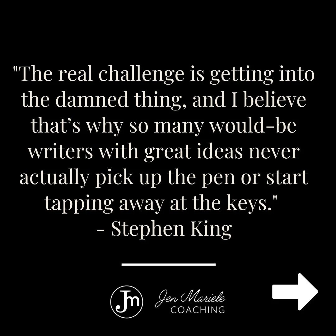 I love Stephen King and I love this quote from the introduction to Bazaar of Bad Dreams.

Whatever your pursuit is, often just getting started is the hardest part!

He goes on to say, &quot;...in creative terms, I'm still an amateur, still learning m