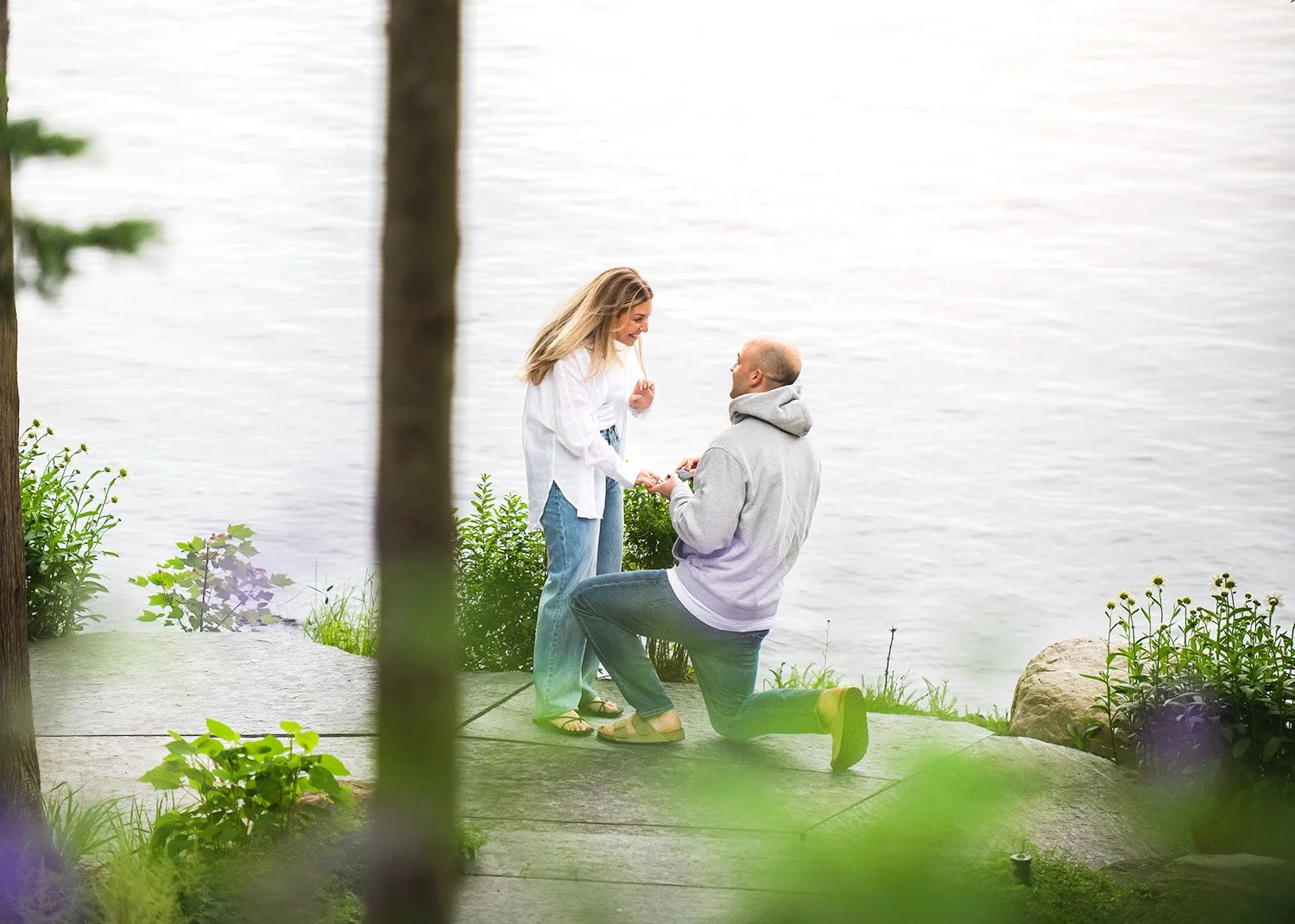 Marriage proposal at Muskoka cottage on the waterfront