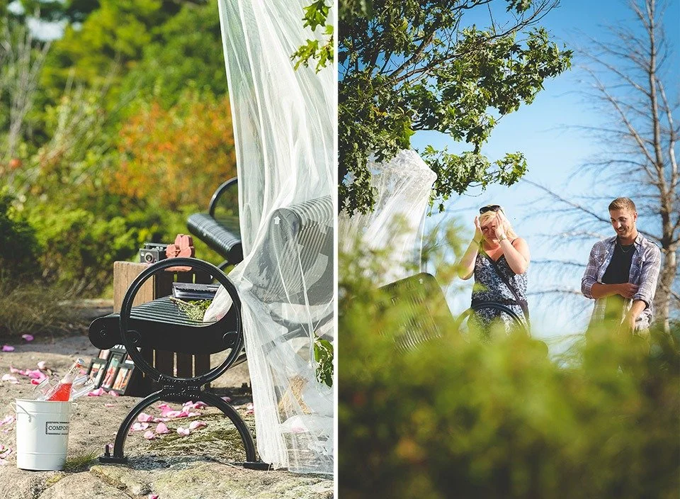 Surprise proposal setup at Huckleberry Rock