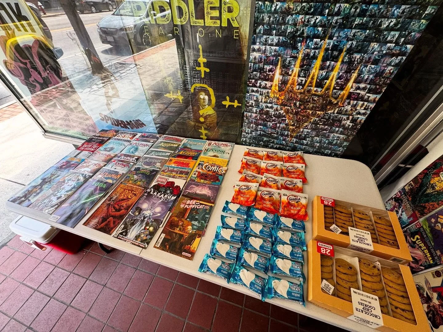 Happy Free Comic Book Day! 💥 We have our table all set up with snacks, drinks and (of course) free comic books! 
To celebrate Free Comic Book Day we are running a sale all day:
• Back issues: under $25 - 50% off
• Back issues: over $25 -