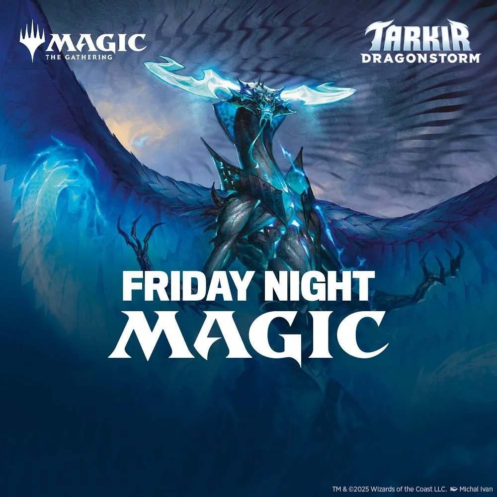 Today’s Friday and that means Friday Night Magic!  But this week it also means Gallery Walk! Come down, check out the artisans, grab some food and join us in the Ray Gun Game Room for an evening of Magic the Gathering!  Don’t forget to re