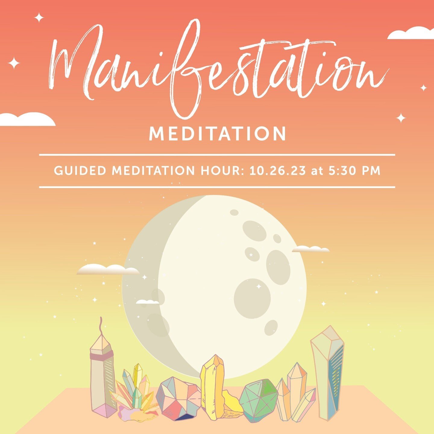 ✨ Join us on Thursday, October 26th, for our monthly evening of relaxation and guided meditation under the full moon, where we'll explore transformative practices for finding balance and harmony. Light refreshments will be provided. Reserve your spot