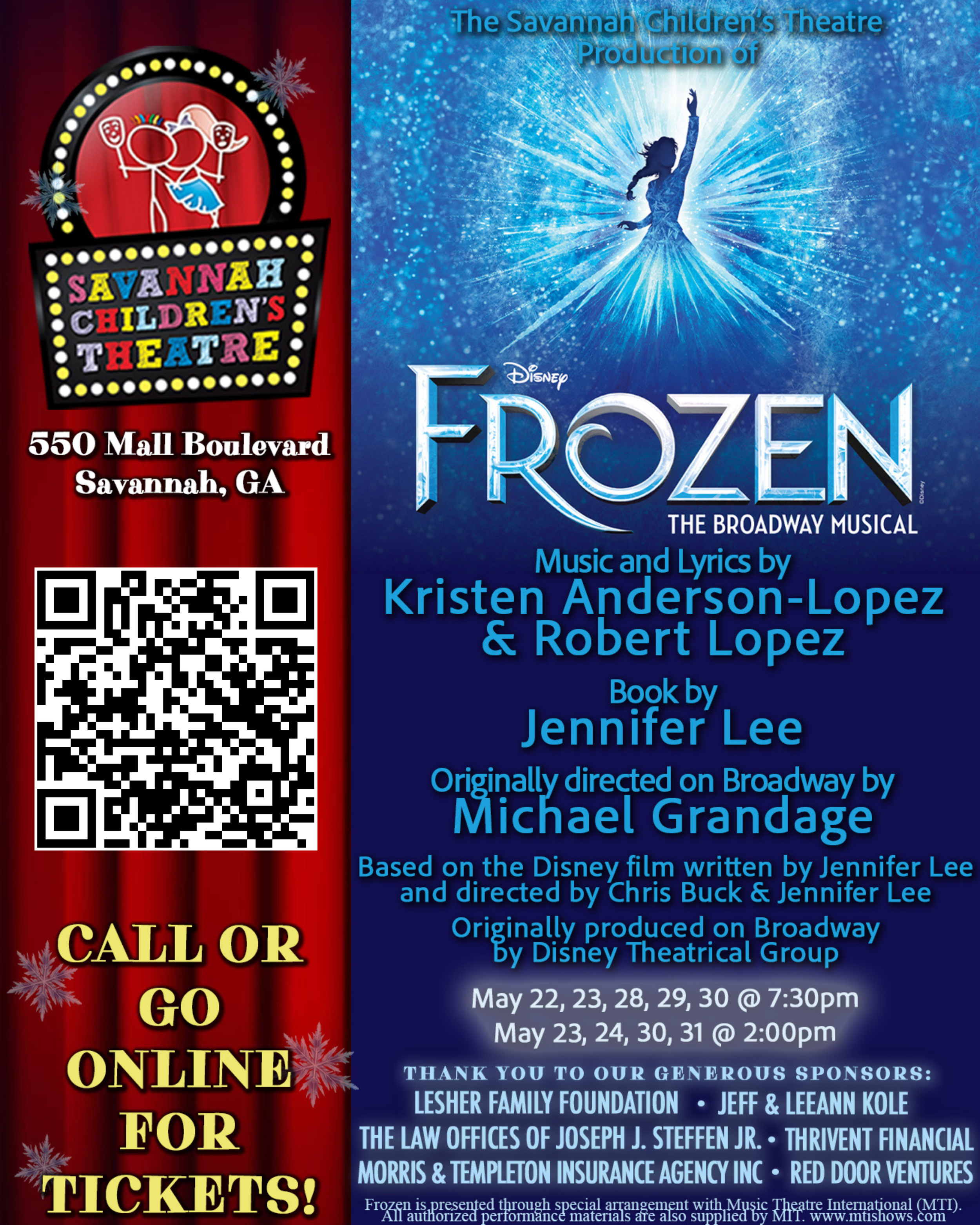 Show Dates: May 22-24 and 28-31
Tickets Now Available