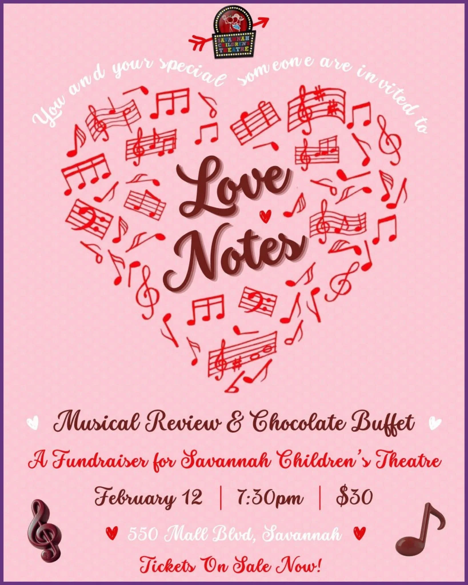 Musical Review and Chocolate Buffet
A fundraiser for Savannah Children's Theatre
Tickets on Sale Now!